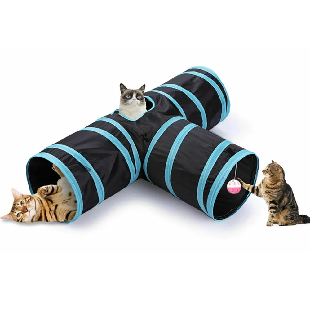 Foldable Cat Play Tunnel – Multi-Channel Fun for Indoor Cats