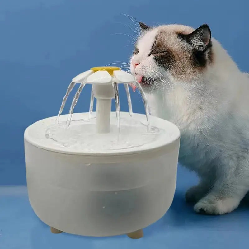 Wood Grain Cat Water Fountain – 1.2L Silent USB Auto Filter