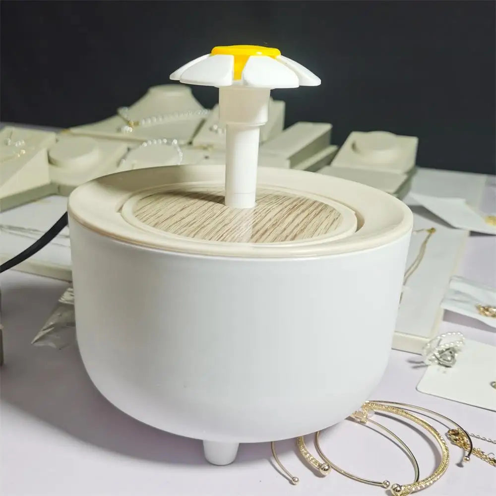 Wood Grain Cat Water Fountain – 1.2L Silent USB Auto Filter