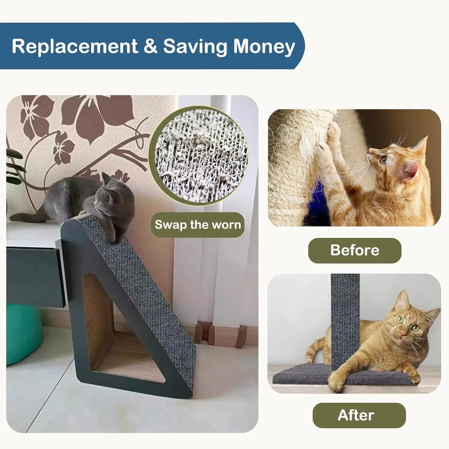 Self-Adhesive Cat Scratching Mat – Trimmable Furniture Protector for Cats
