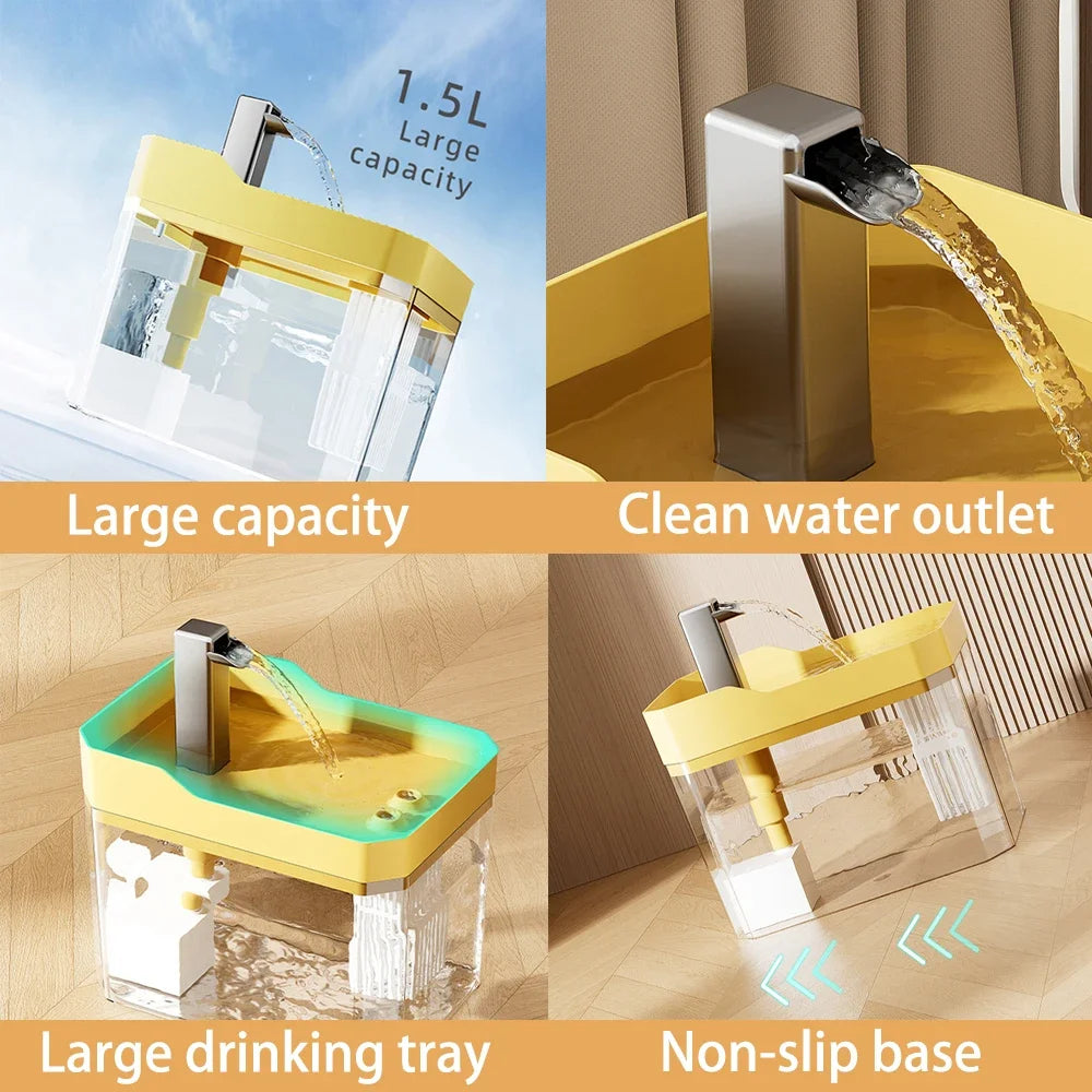 Cat Water Fountain Auto Filter – Transparent USB Silent Drinker
