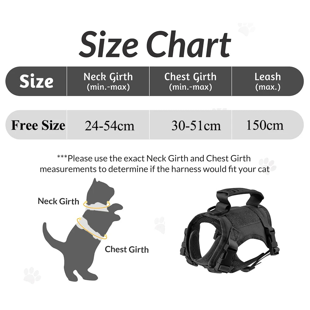 Tactical Cat Harness and Leash Set – Escape Proof Adjustable