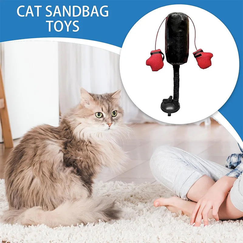 Cat Boxing Punching Bag Toy – Interactive Gloves Training for Cats