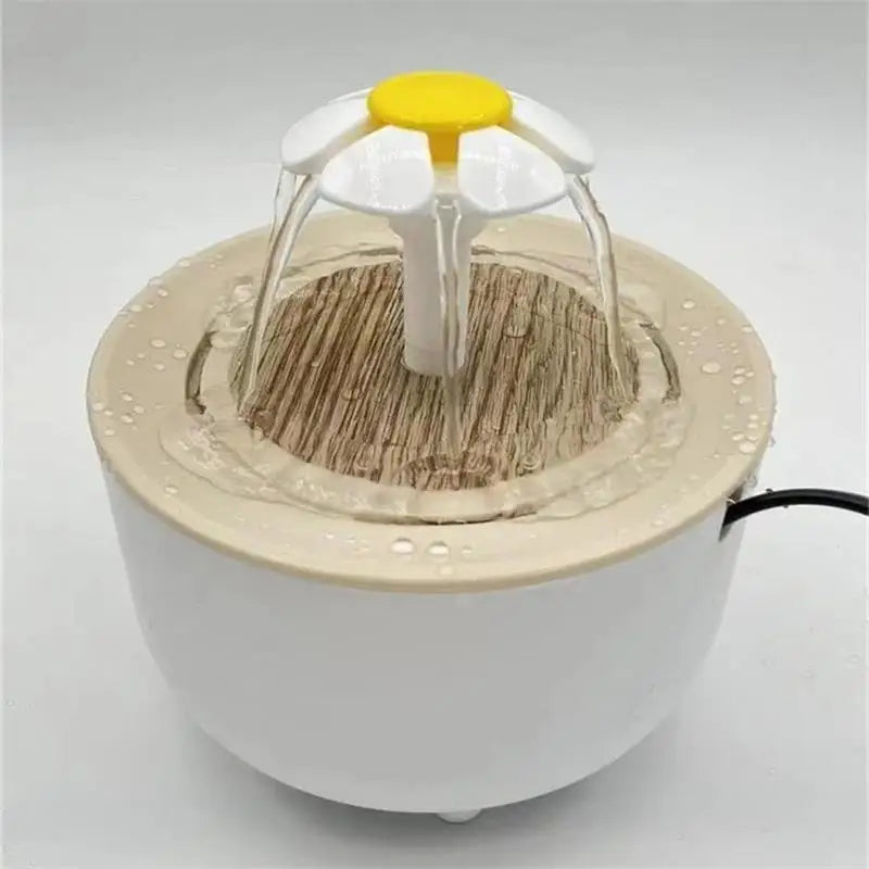 Wood Grain Cat Water Fountain – 1.2L Silent USB Auto Filter