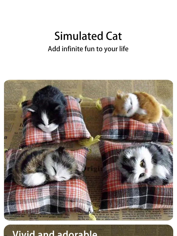Realistic Napping Cat Ornament – Lifelike Cat Cushion Decor for Home & Desk