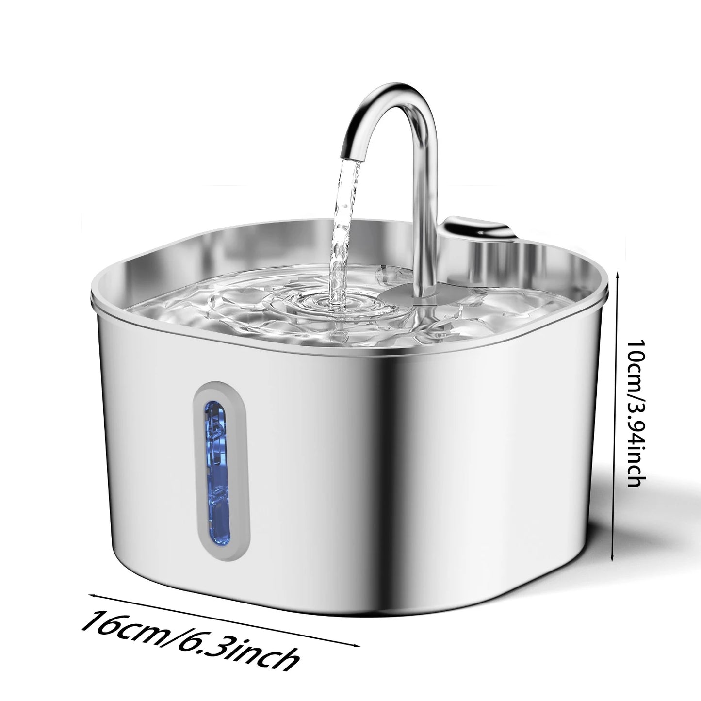 Stainless Steel Cat Water Fountain – 2.2L Auto Filter with Sensor