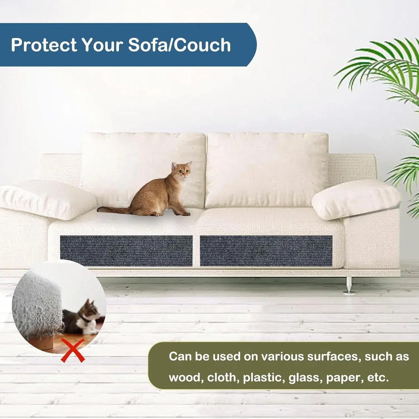 Self-Adhesive Cat Scratching Mat – Trimmable Furniture Protector for Cats