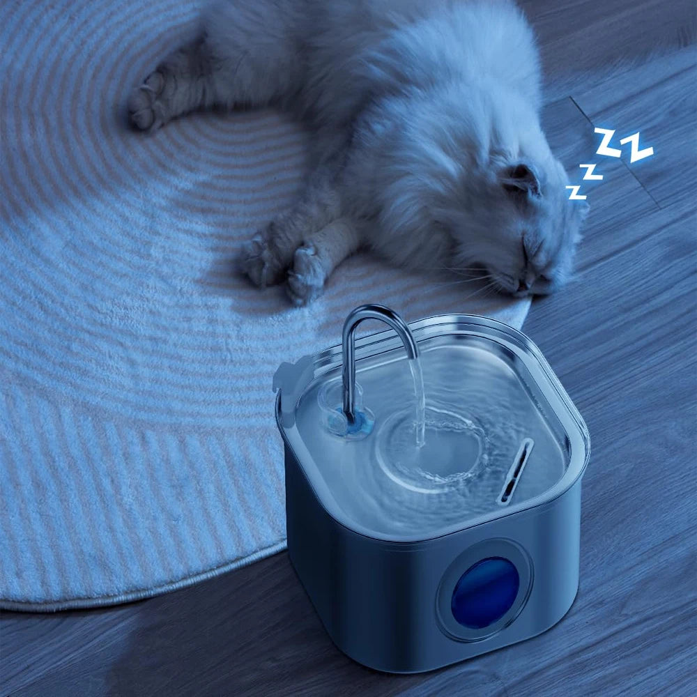 Stainless Steel Cat Water Fountain – 2.2L Auto Filter with Sensor