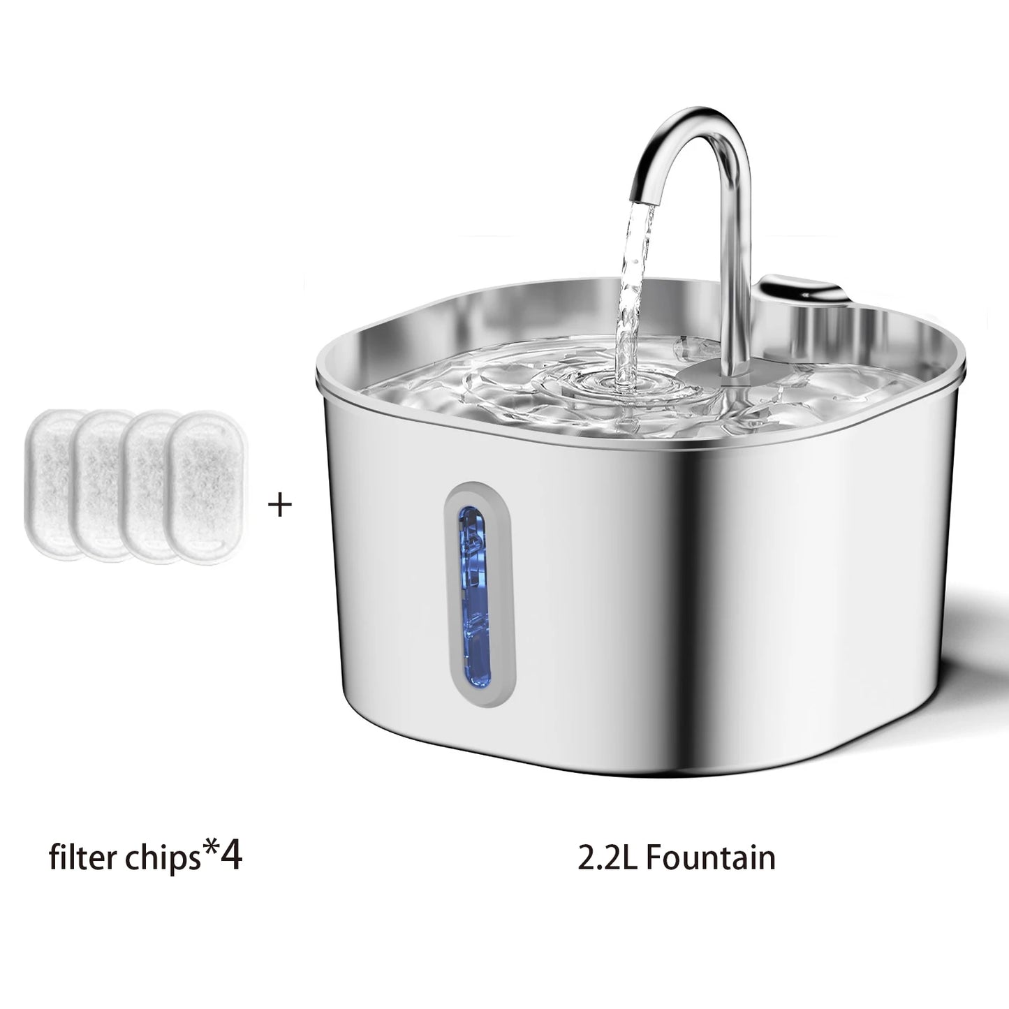 Stainless Steel Cat Water Fountain – 2.2L Auto Filter with Sensor
