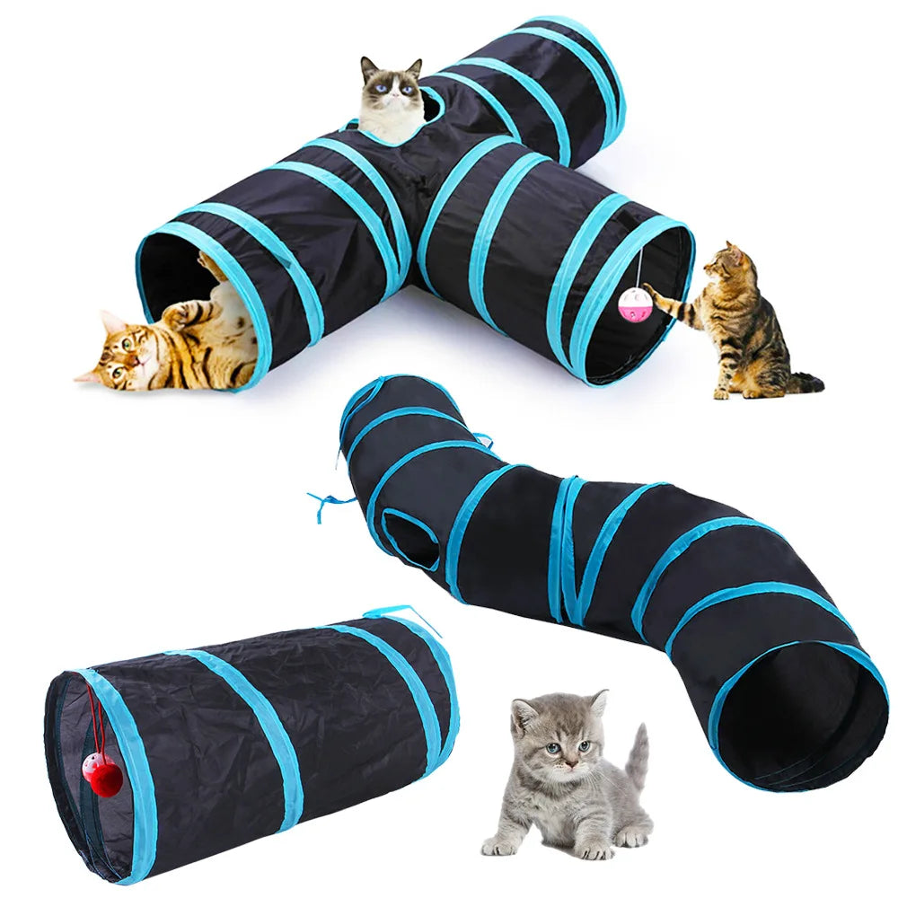 Foldable Cat Play Tunnel – Multi-Channel Fun for Indoor Cats
