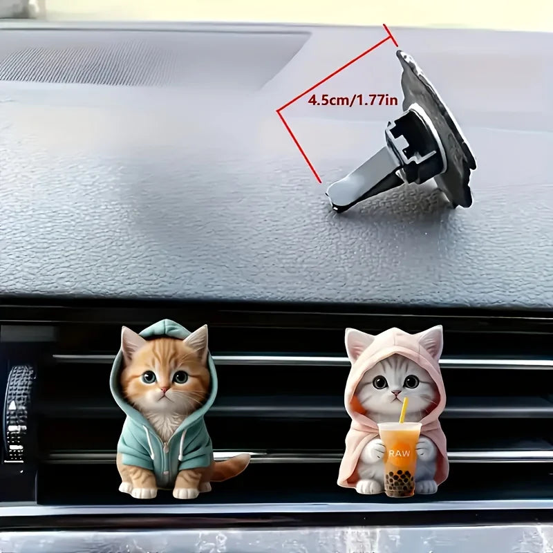 Cute Cat Car Air Freshener – Acrylic Vent Clip Aromatherapy Decor