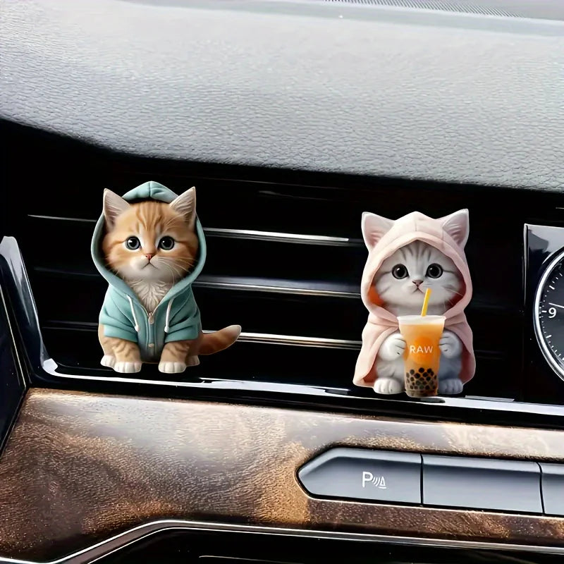 Cute Cat Car Air Freshener – Acrylic Vent Clip Aromatherapy Decor