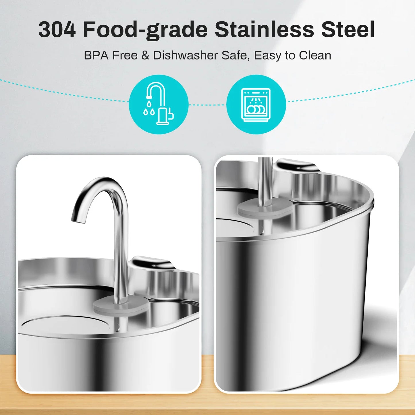 Stainless Steel Cat Water Fountain – 2.2L Auto Filter with Sensor