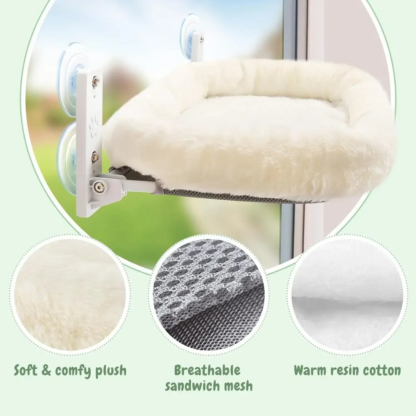 Window Cat Hammock – Suction Cup Perch for Sunbathing Cats