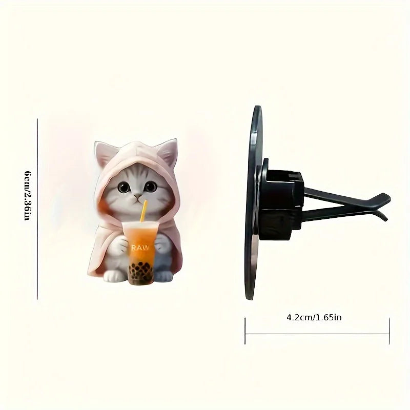 Cute Cat Car Air Freshener – Acrylic Vent Clip Aromatherapy Decor