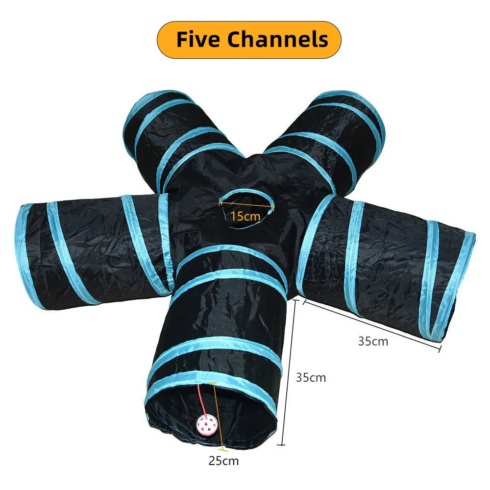 Foldable Cat Play Tunnel – Multi-Channel Fun for Indoor Cats