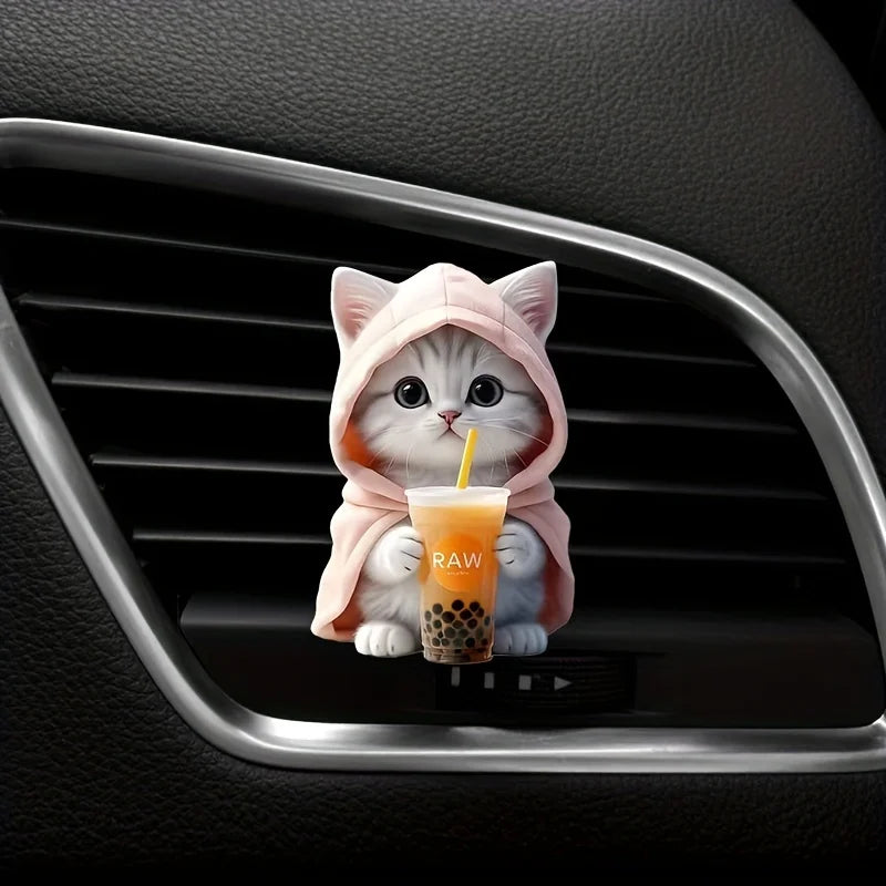 Cute Cat Car Air Freshener – Acrylic Vent Clip Aromatherapy Decor