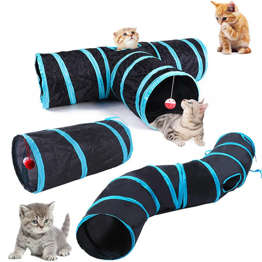 Foldable Cat Play Tunnel – Multi-Channel Fun for Indoor Cats