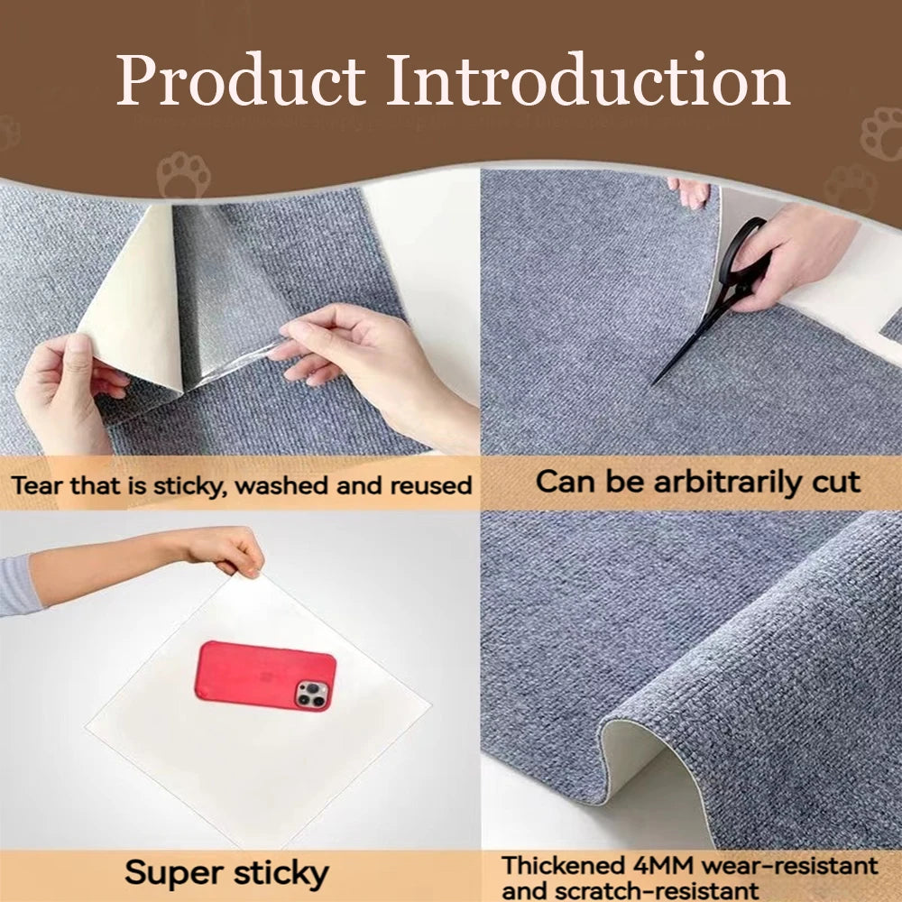Self-Adhesive Cat Scratching Mat – Trimmable Furniture Protector for Cats