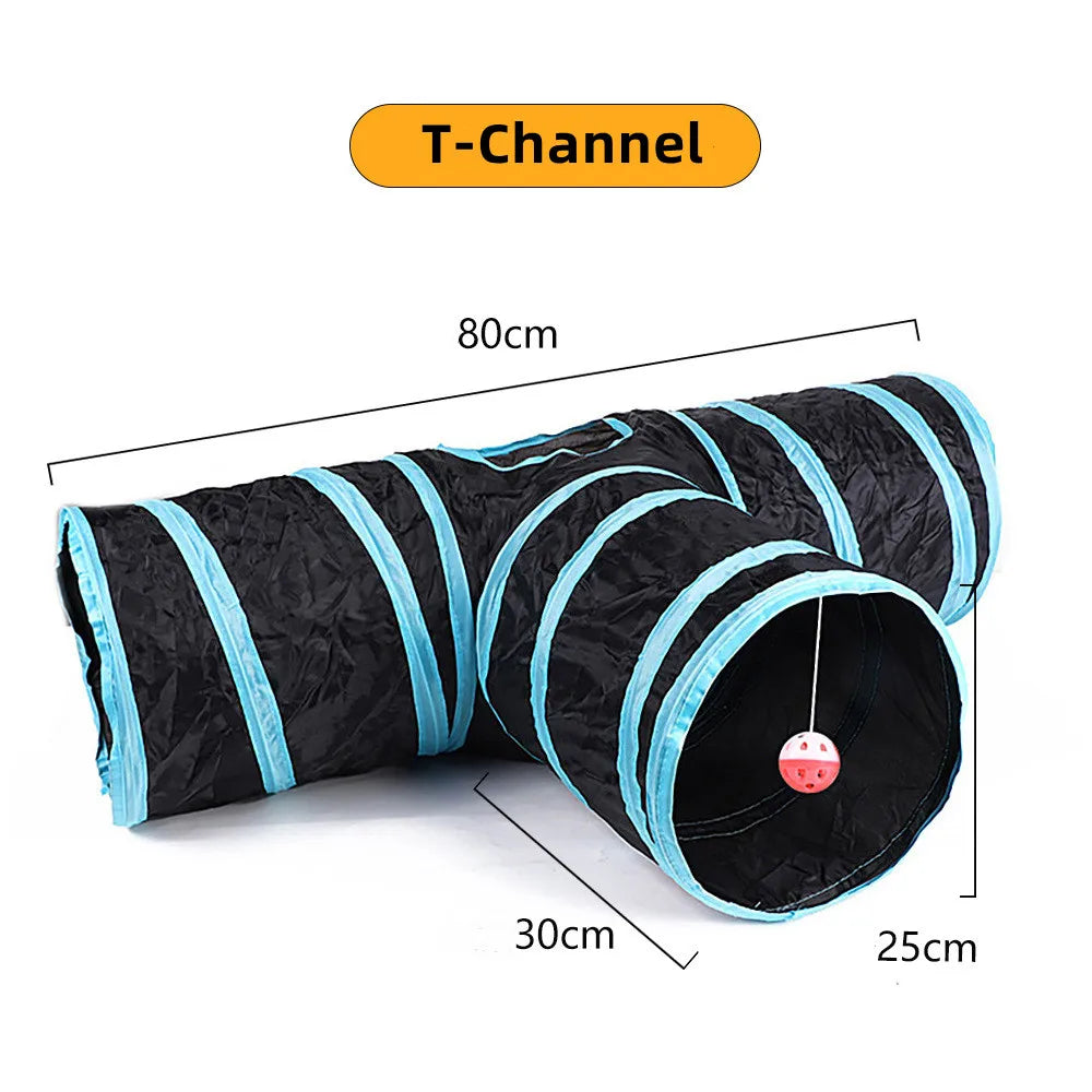 Foldable Cat Play Tunnel – Multi-Channel Fun for Indoor Cats