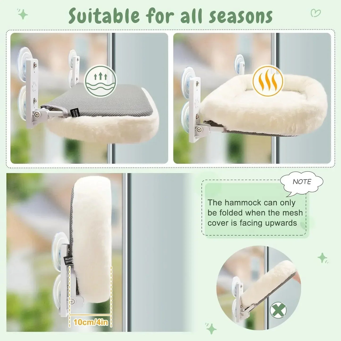 Window Cat Hammock – Suction Cup Perch for Sunbathing Cats