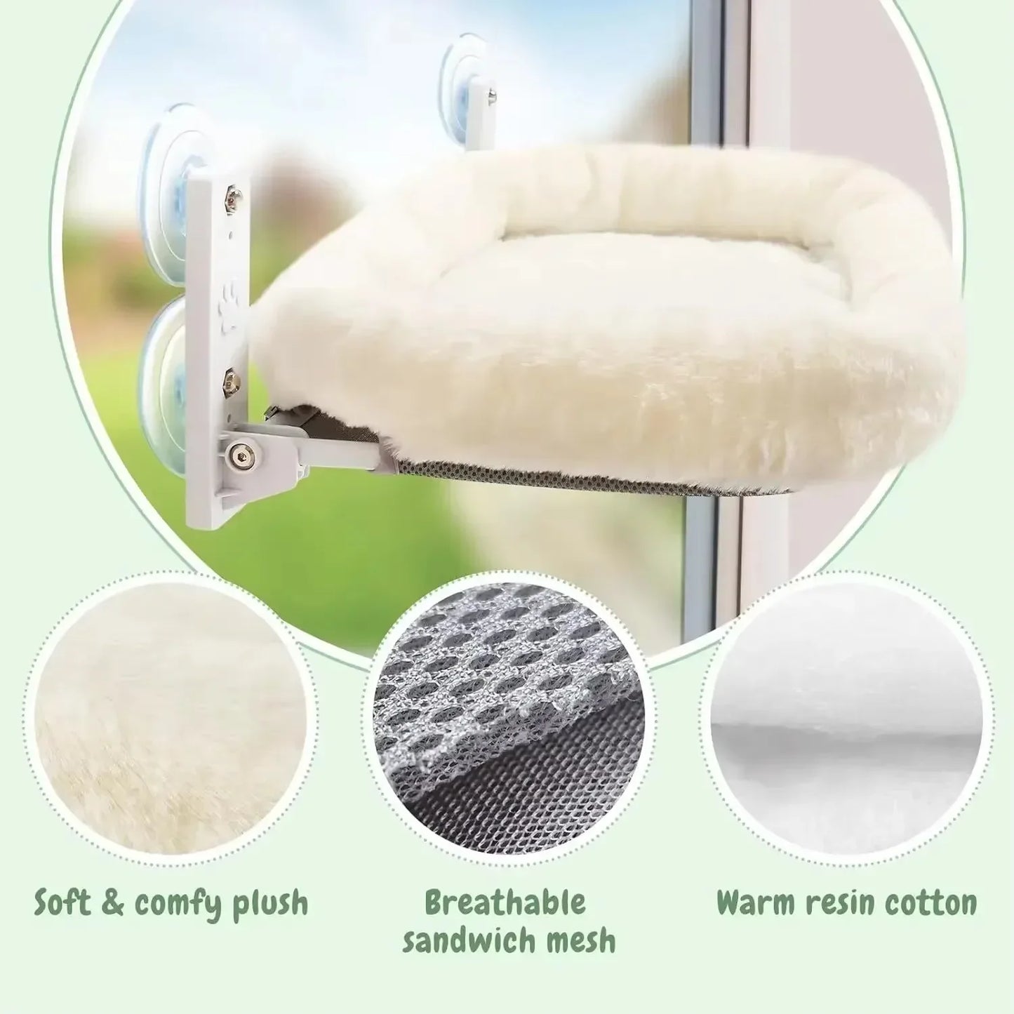 Window Cat Hammock – Suction Cup Perch for Sunbathing Cats