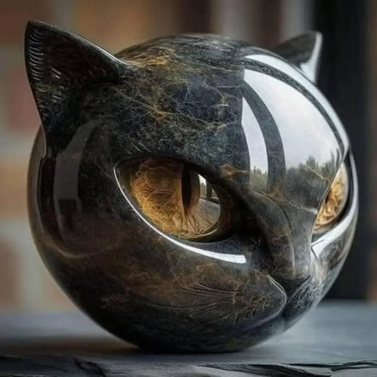 Marble Cat Statue Decor