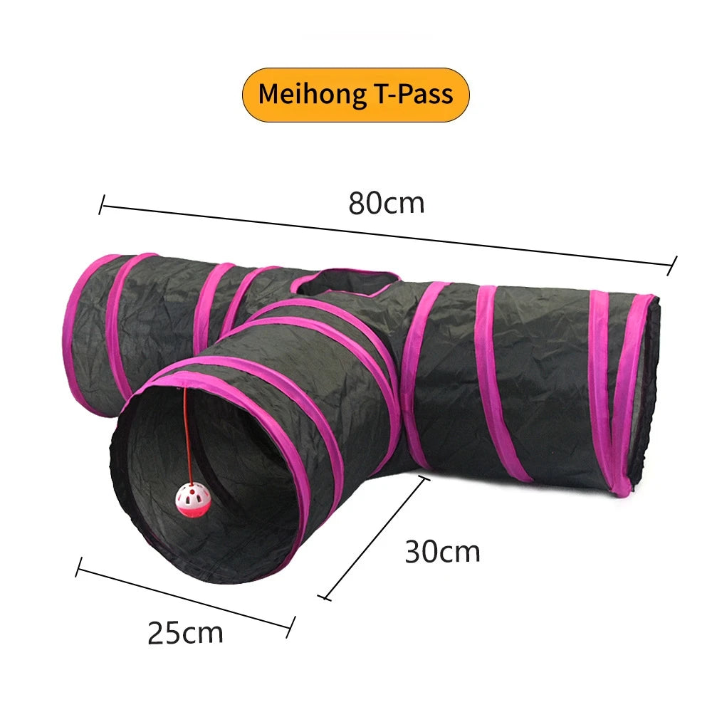 Foldable Cat Play Tunnel – Multi-Channel Fun for Indoor Cats