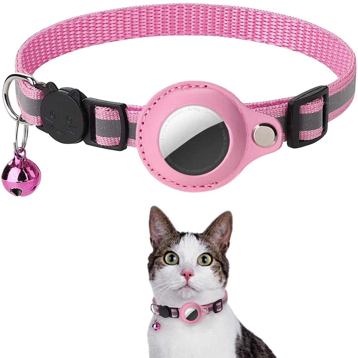 Cat AirTag Holder Collar – Breakaway Reflective Waterproof Bell