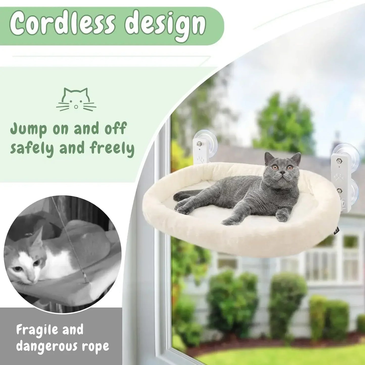Window Cat Hammock – Suction Cup Perch for Sunbathing Cats