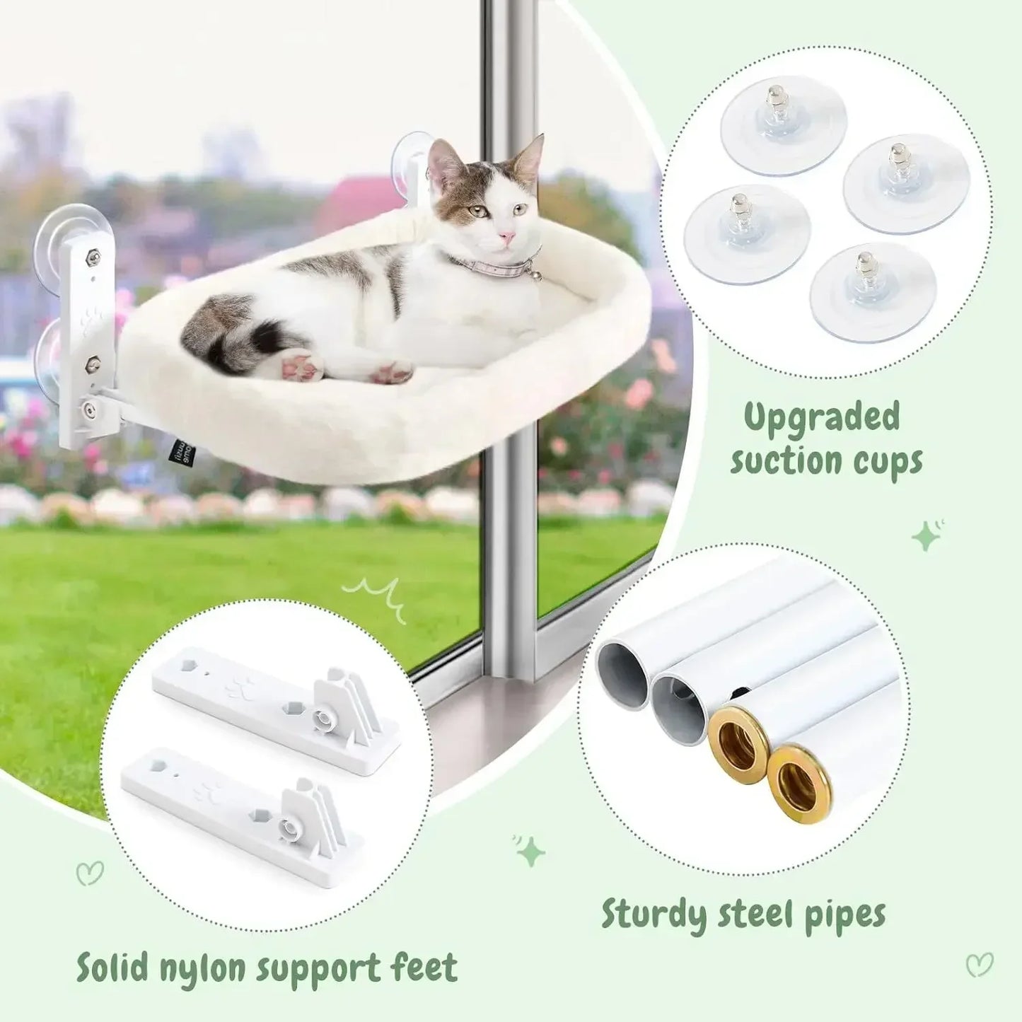 Window Cat Hammock – Suction Cup Perch for Sunbathing Cats