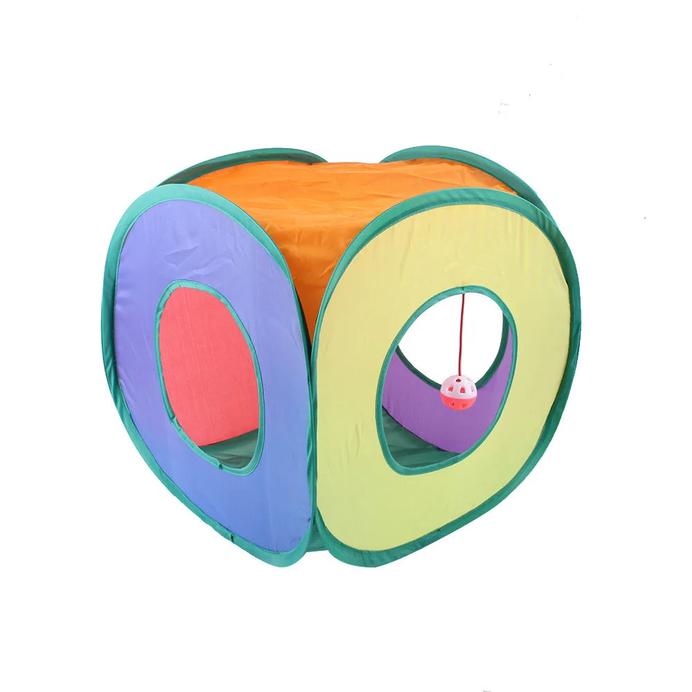 Foldable Cat Play Tunnel – Multi-Channel Fun for Indoor Cats