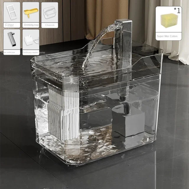 Cat Water Fountain Auto Filter – Transparent USB Silent Drinker