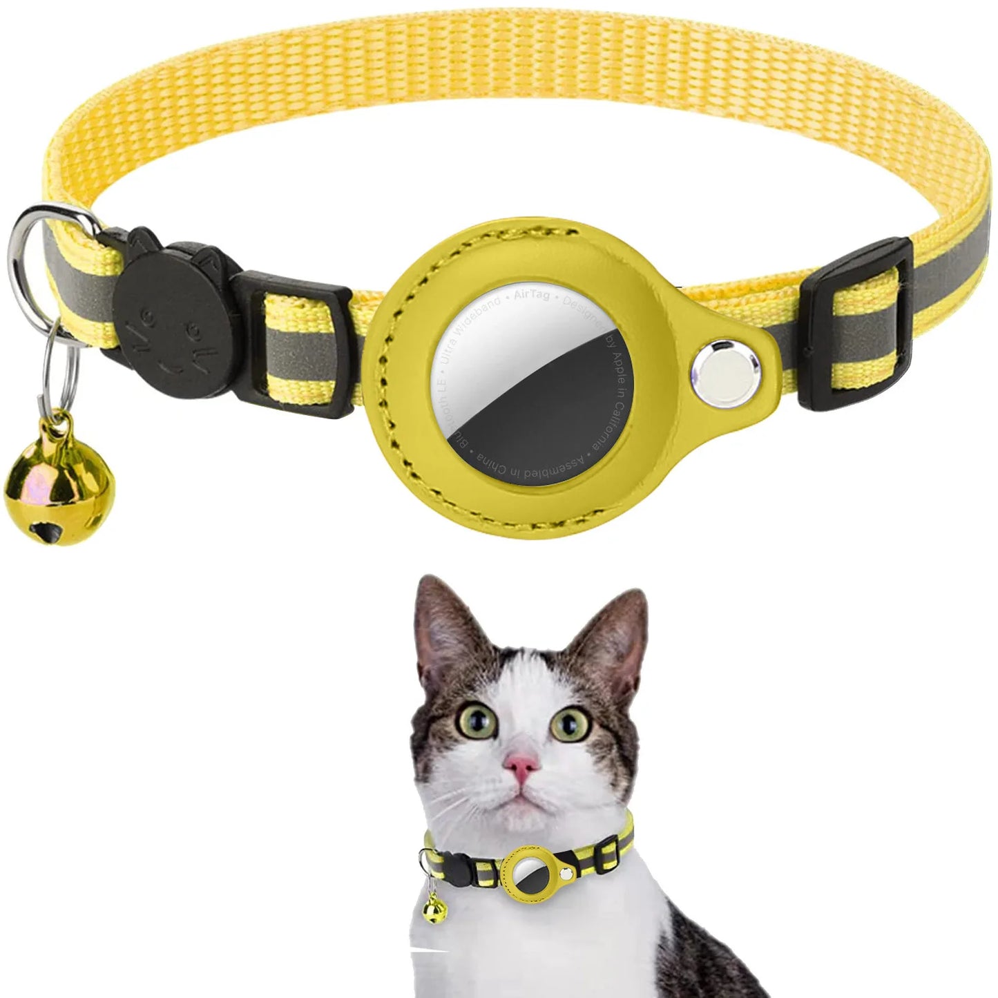 Cat AirTag Holder Collar – Breakaway Reflective Waterproof Bell