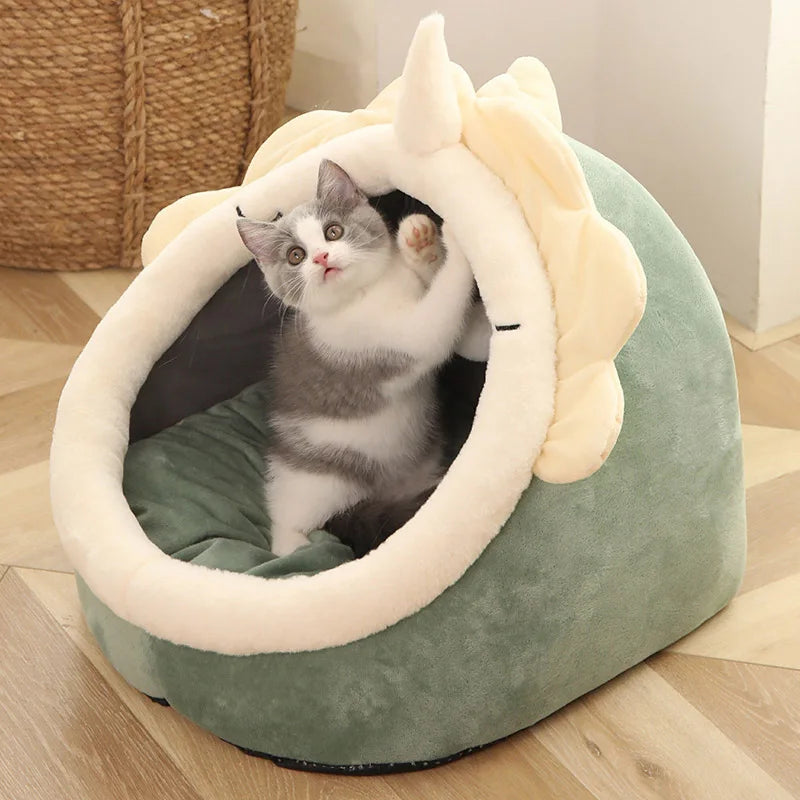 Foldable Cat Cave Bed with Animal Ear Design – Washable, Breathable & Cozy for Cats and Small Dogs