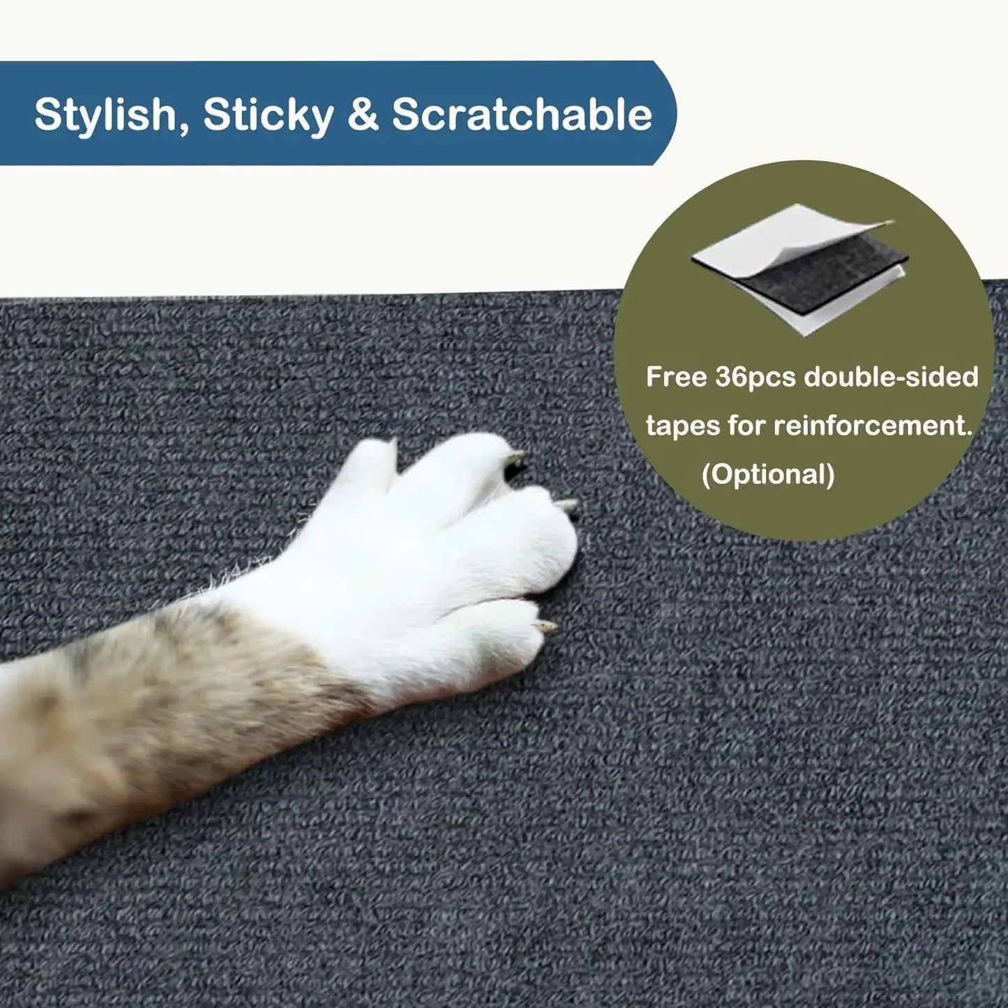 Self-Adhesive Cat Scratching Mat – Trimmable Furniture Protector for Cats