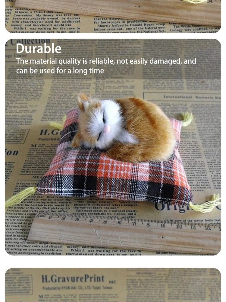 Realistic Napping Cat Ornament – Lifelike Cat Cushion Decor for Home & Desk