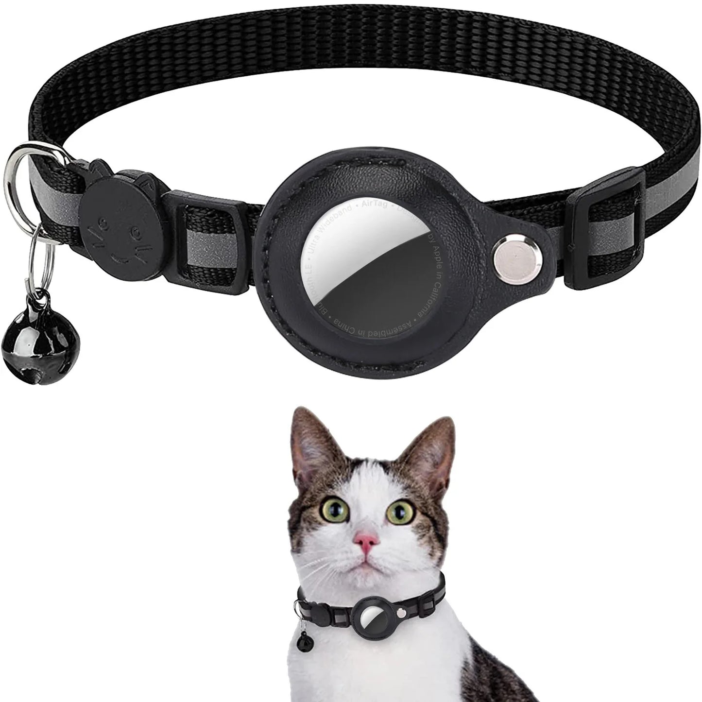 Cat AirTag Holder Collar – Breakaway Reflective Waterproof Bell
