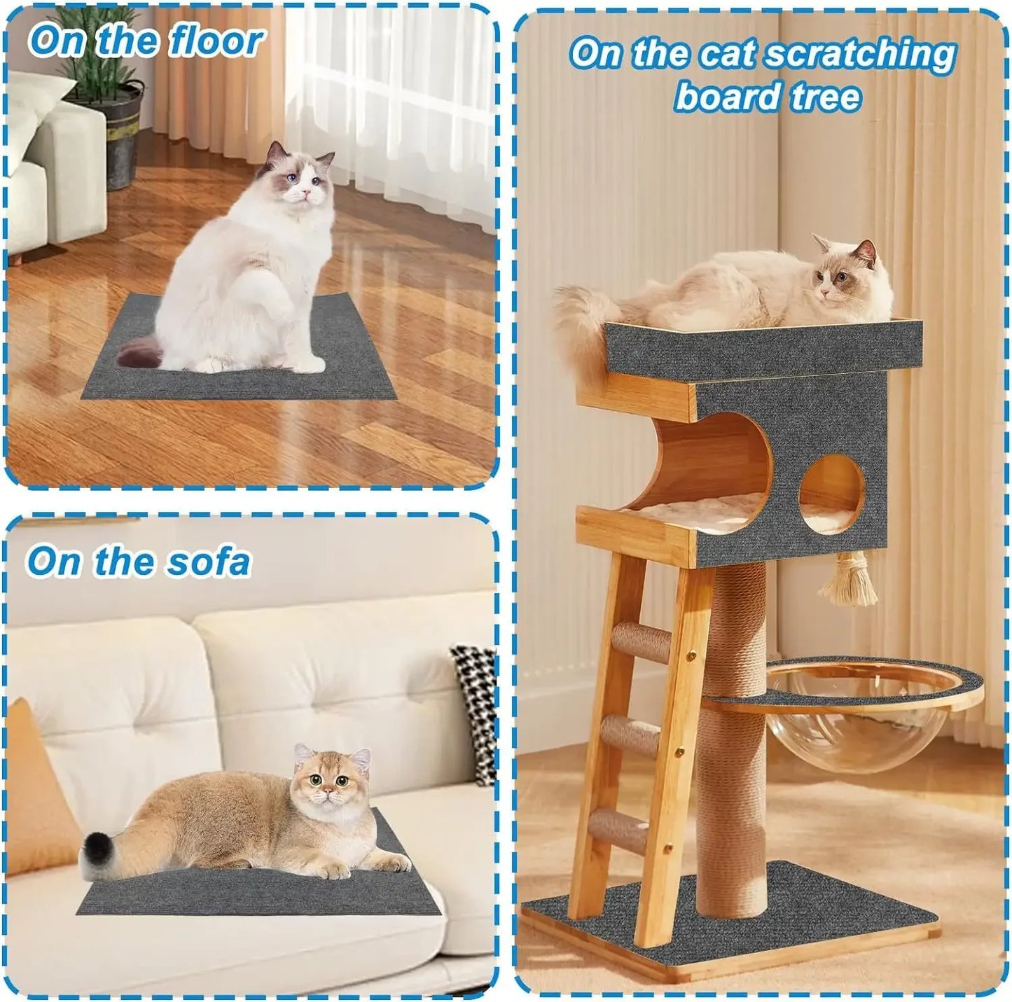 Self-Adhesive Cat Scratching Mat – Trimmable Furniture Protector for Cats