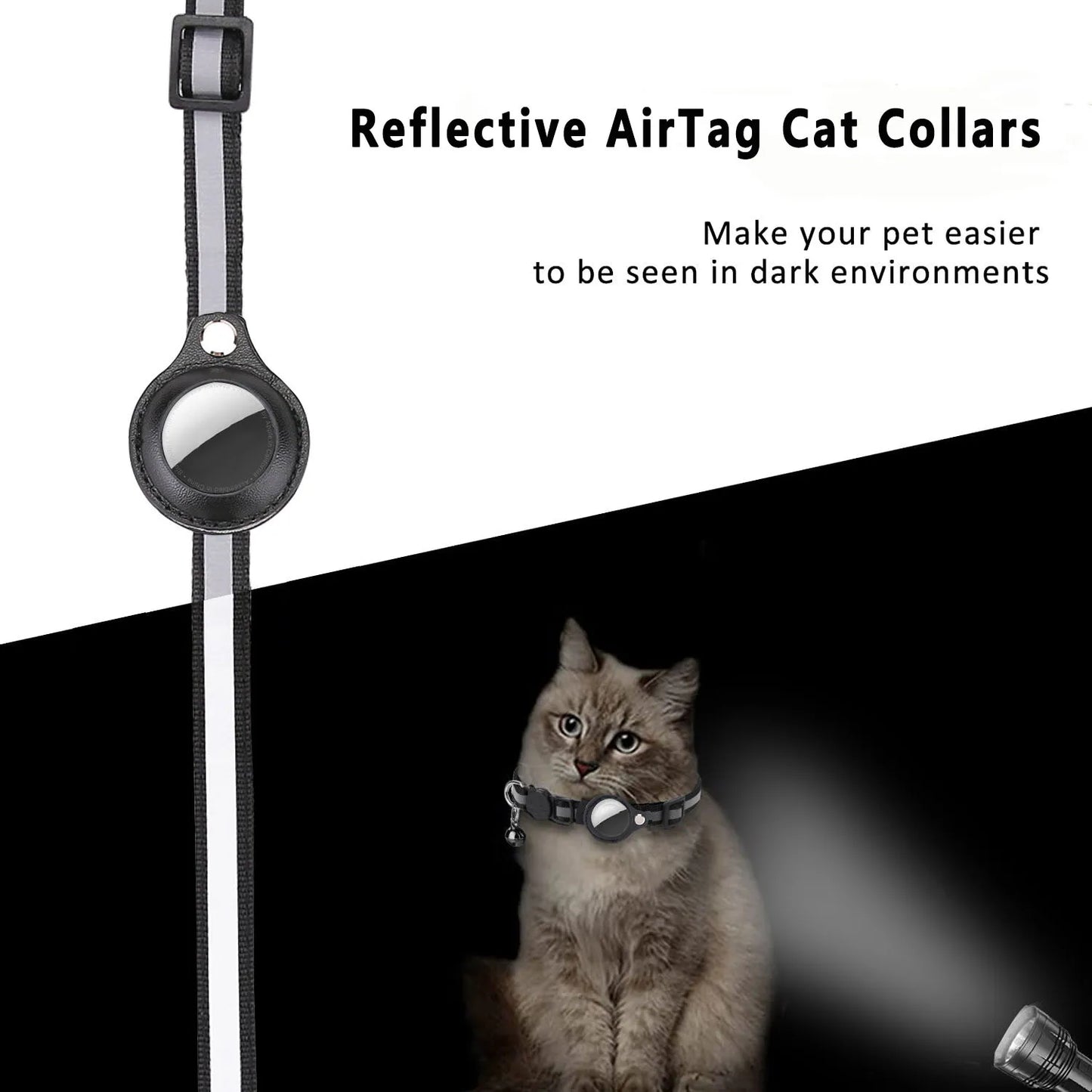 Cat AirTag Holder Collar – Breakaway Reflective Waterproof Bell