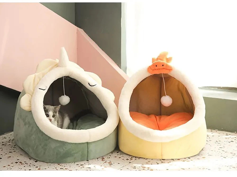 Foldable Cat Cave Bed with Animal Ear Design – Washable, Breathable & Cozy for Cats and Small Dogs