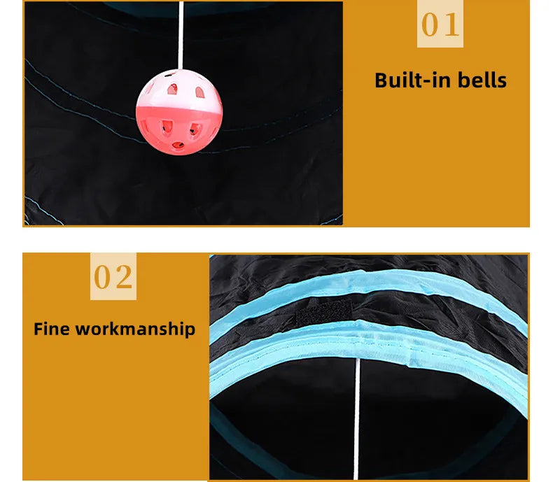 Foldable Cat Play Tunnel – Multi-Channel Fun for Indoor Cats