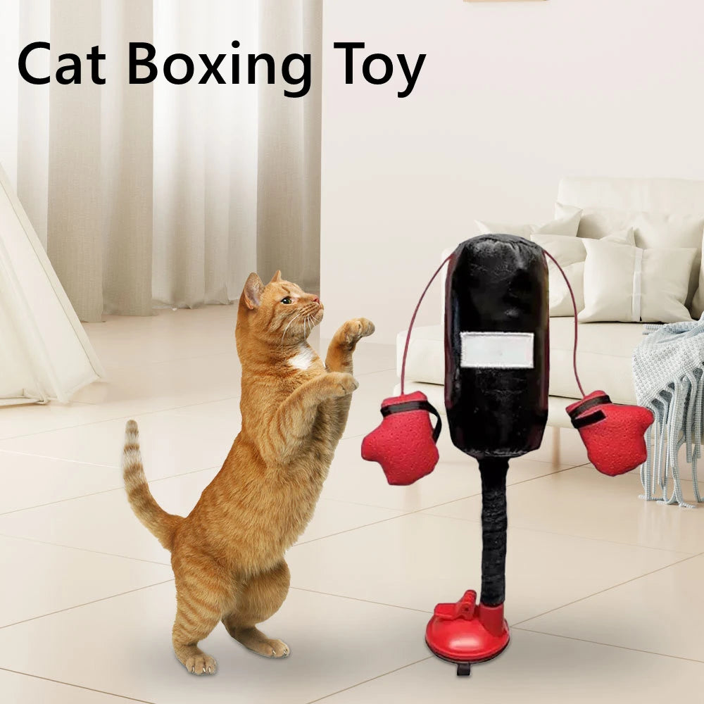 Cat Boxing Punching Bag Toy – Interactive Gloves Training for Cats