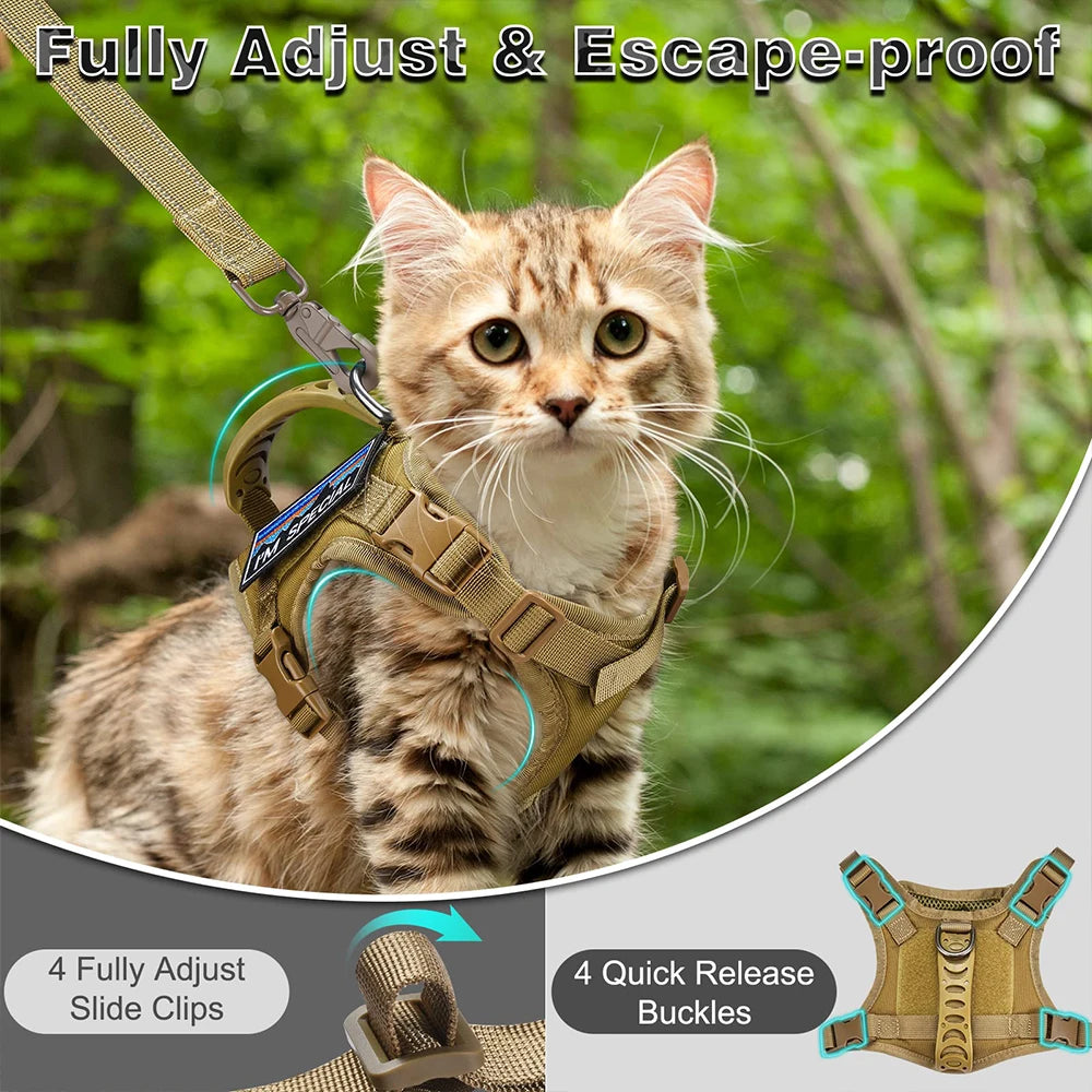 Tactical Cat Harness and Leash Set – Escape Proof Adjustable