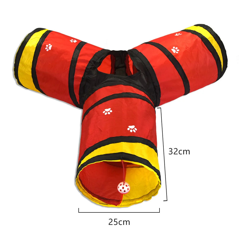 Foldable Cat Play Tunnel – Multi-Channel Fun for Indoor Cats