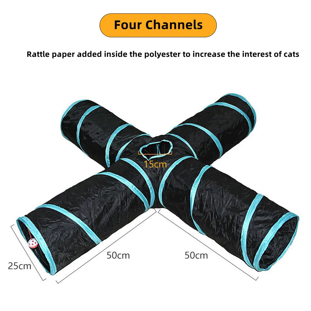 Foldable Cat Play Tunnel – Multi-Channel Fun for Indoor Cats