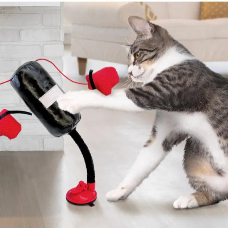 Cat Boxing Punching Bag Toy – Interactive Gloves Training for Cats
