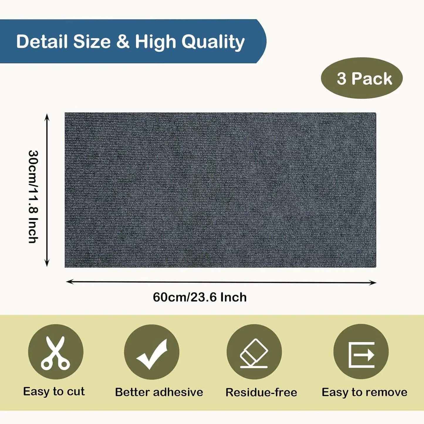 Self-Adhesive Cat Scratching Mat – Trimmable Furniture Protector for Cats